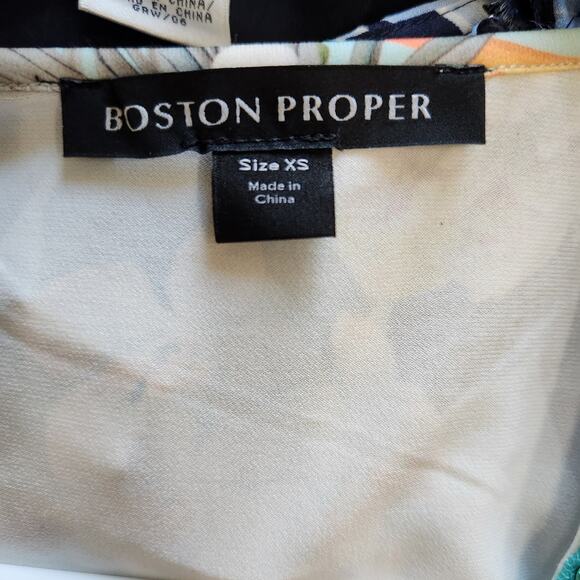 Boston Proper Floral Flower Beaded Embellished Boho Blouse V-Neck Multi Size XS - Picture 6 of 8